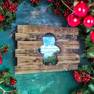 Rustic Wooden Gingerbread Mirror Wall Decor